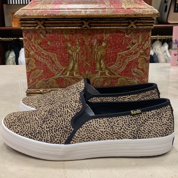 KEDS X KATE SPADE NEW YORK DOUBLE DECKER SLIP ON PONY HAIR TINY DOT PRINT US 8 - Picture 2 of 11